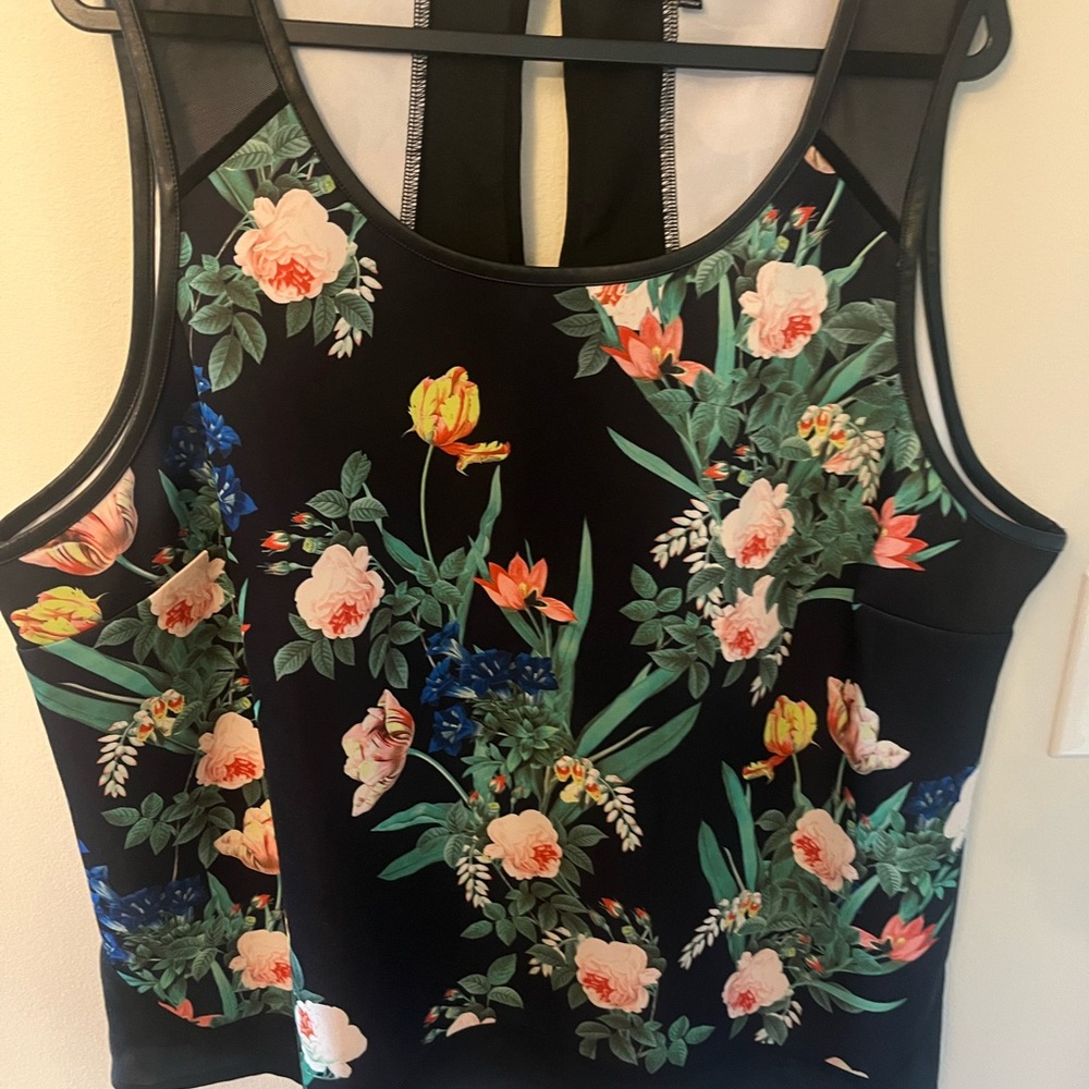 Eloquii Black Floral Tank Top